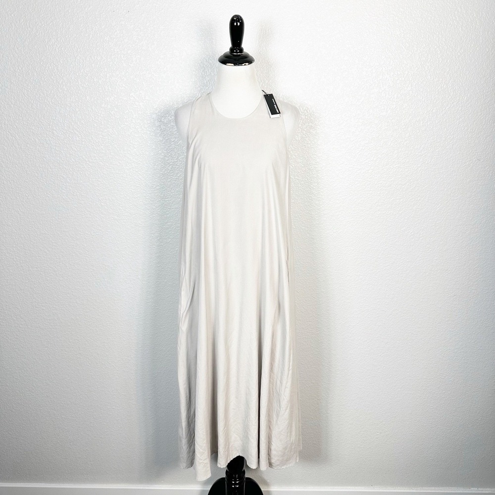 James Perse NEW Faux Suede Cut Away Midi Tank Dress Womens Size 1 /Small Cream